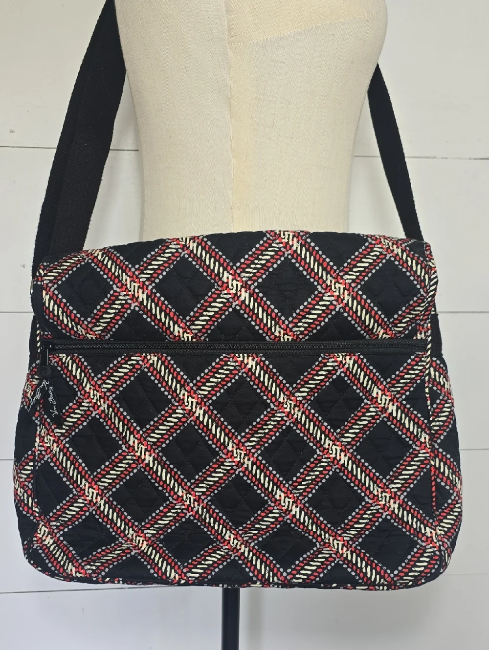 Quilted Vera Bradley Messenger Bag in the Discontinued Minsk Plaid Pattern